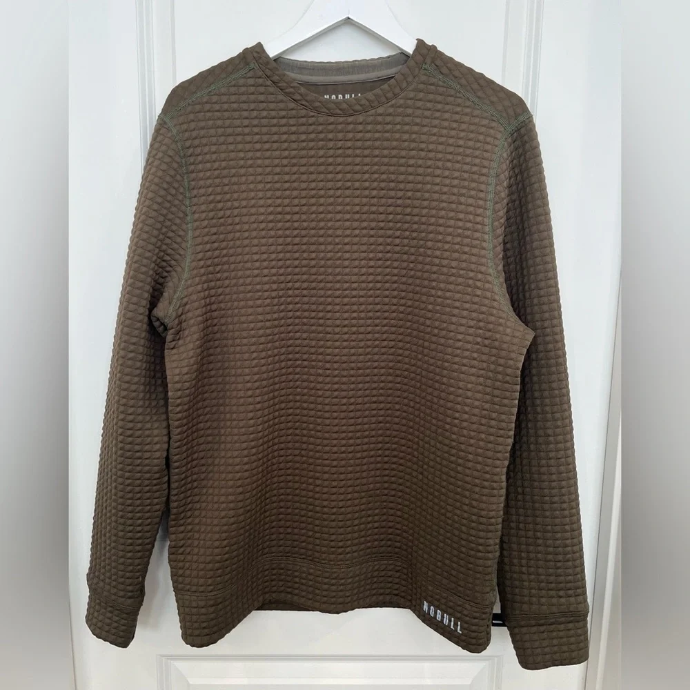 NOBULL Men’s Sweatshirt Waffle Crew Pullover Performance Training Gym Green SZ M - Picture 1 of 8